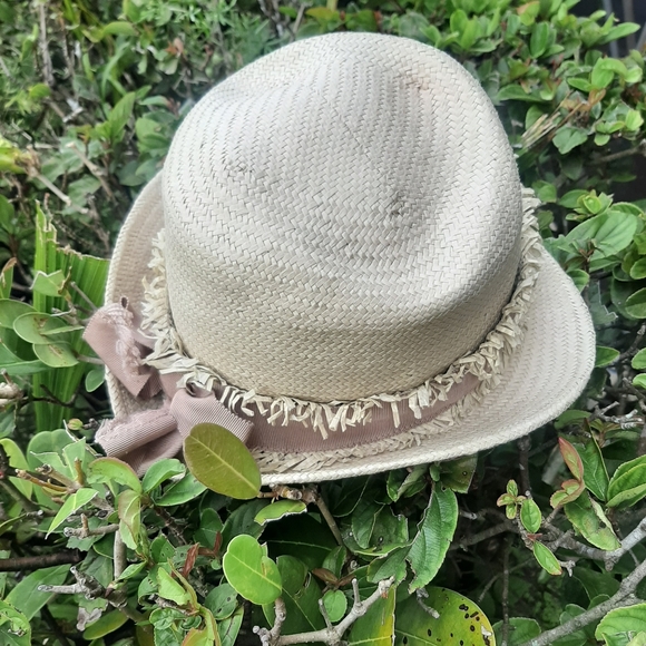 J. Crew Straw Ribbon Boho Country Girl Cloche Bucket Hat - Picture 6 of 12